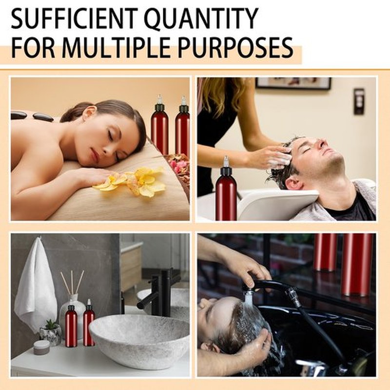 Barydat 36 Pcs 8 oz Squeeze Bottle Twist Top Applicator Bottles Empty Hair Oil Bottle with Funnels Refillable Amber Plastic Bottles for Liquid Hair Oil Shampoo Lotion