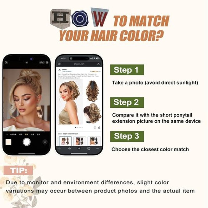 Foaoit Short Ponytail Extension Claw Clip in Hair Extensions for Women 10 Inch Loose Curly Ponytails Synthetic Updo Hair Pieces for Kids Girls (Light Brown mix Blonde)