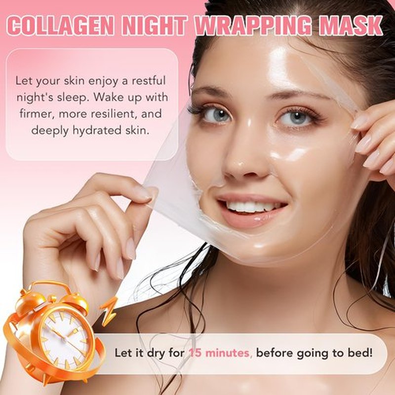 IKZEE Collagen Night Wrapping Mask, Collagen Overnight Peel Off Facial Mask, Hydrolyzed Collagen Face Mask