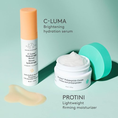 Drunk Elephant Illuminate and Firm Kit - Travel Size Clean Clinical Skincare | Cruelty-Free, Dermatologist-Tested
