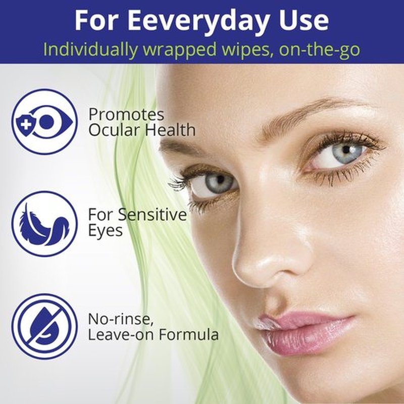 NOVEHA Eyelid Wipes - For Delicate Lashes and Eyelids - With Hyaluronic Acid, Chamomile, and Aloe Vera - Individually Wrapped Pre-moistened Pads (60 Wipes)