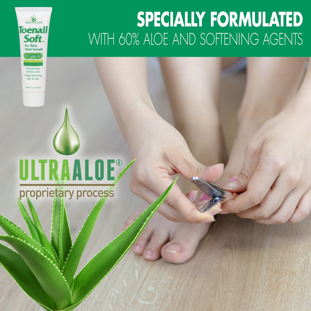 Toenail Softener for Thick Hard Toenails - Safe for Seniors & All Ages - Fast-Acting Toenail Softening Cream - Non Greasy Nail Cream Formulated with Natural Aloe Vera (1 Ounce Tube (Pack of 2))