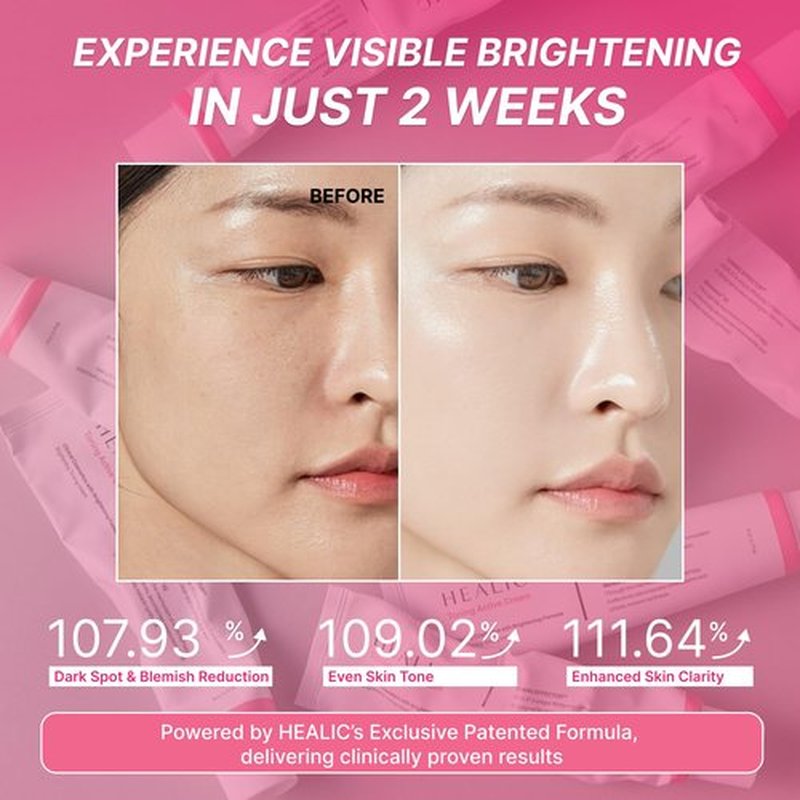 HEALIC Toning Active Cream, Brightening Face Moisturizer with Niacinamide & Hyaluronic Acid, Hydrating & Soothing Facial Cream, Gentle for Sensitive Skin, Korean Skin Care, 60g/2.12oz