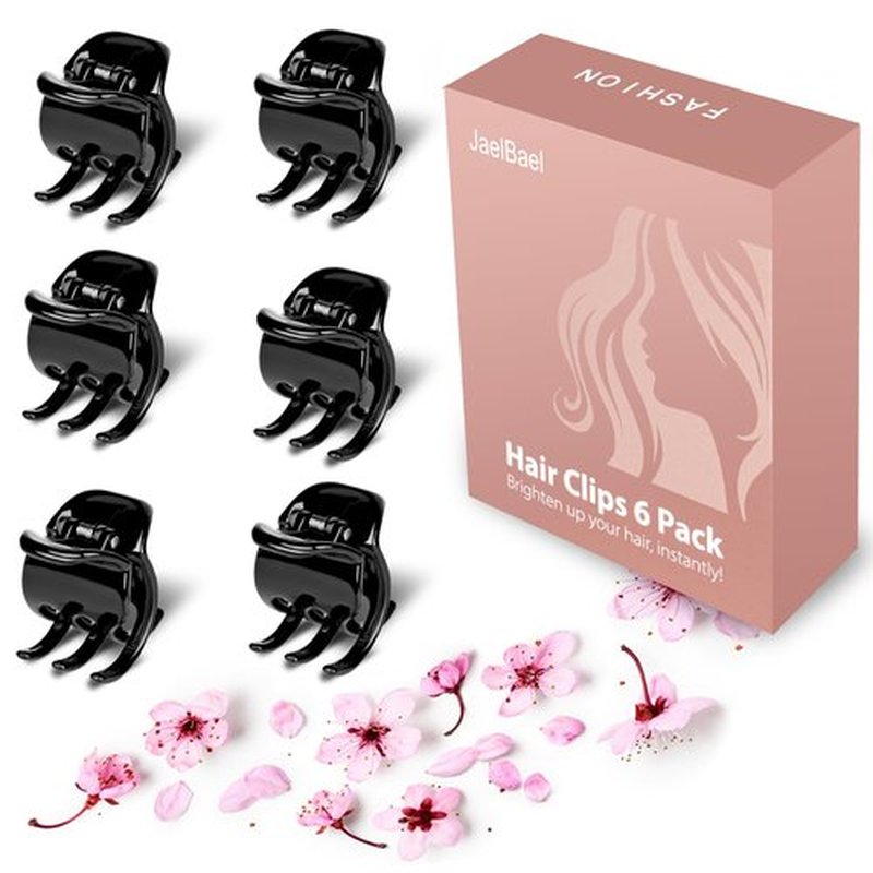 aelBael 6-Piece Hair Claw Clips-1.3 Inch Jaw Clips That Won't Let YourThick or Medium Hair Escape, Nonslip Wonders for Women and Girls' Hair Accessories Black