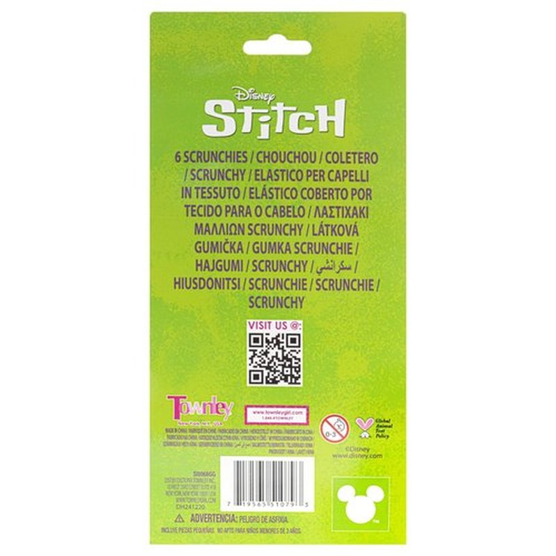 Stitch 6 Piece Hair Scrunchie Set, Hair Accessories for Girls, School Rewards Party Favors, Stocking Stuffer, Birthday Gift, Spa Days, Makeovers, Ages 3 and up, by Townley Girl