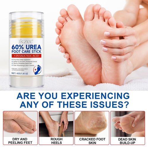 60% Urea with 2% Salicylic Acid Foot Care Stick, Maximum Strength Urea Foot Cream Callus Remover for Dry Cracked Heels, Hands, Knees, Exfoliating Moisturizer, Dead Skin Remover Foot Balm 1.41oz