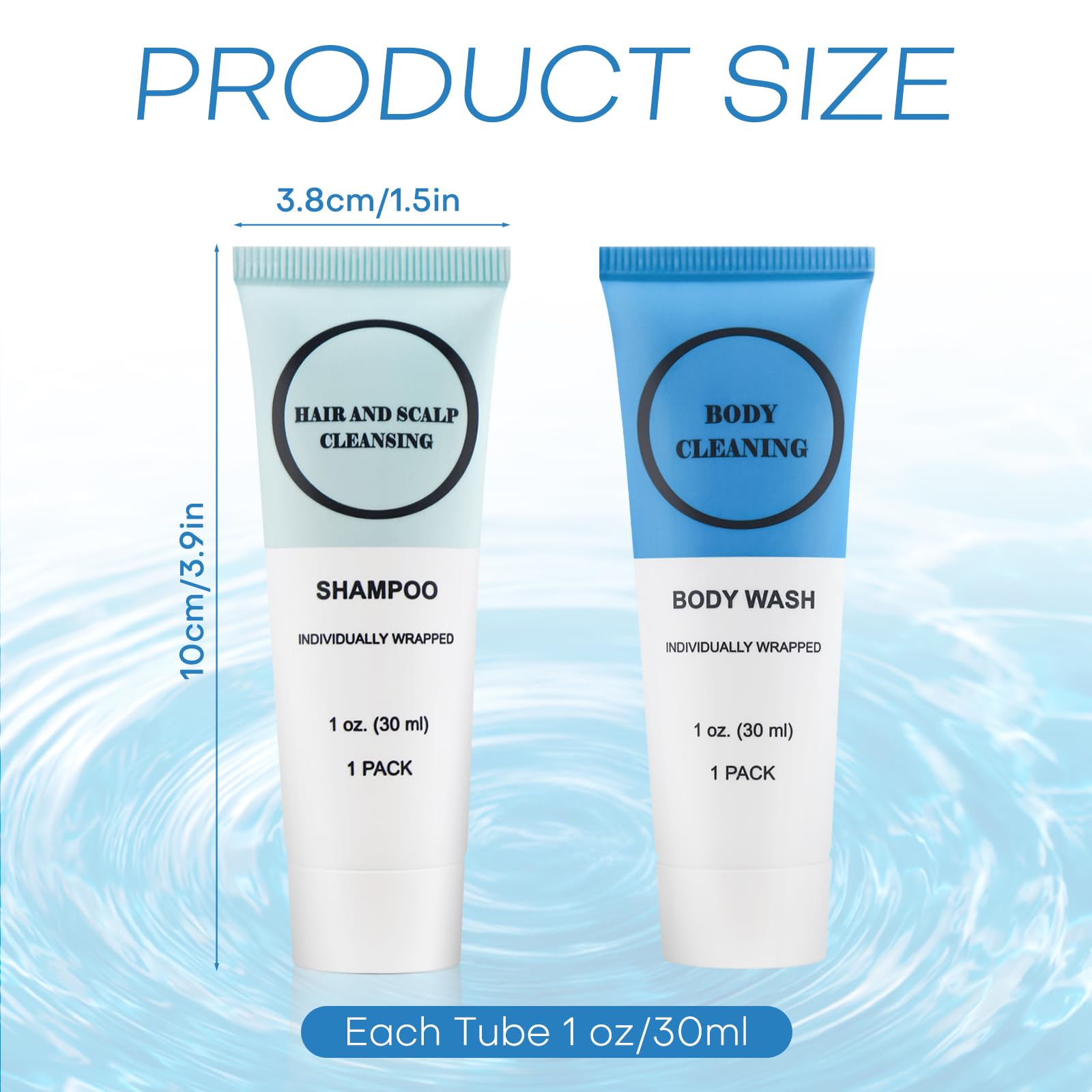 RSQAZQ Travel Size Shampoo and Body Wash Bulk, Individually Wrapped Hotel Mini Shower Gel and Small Men Women Cleansing Toiletries Amenities for Hotel/Vacation/Homeless 1 oz (3.7inch, Count, 20)