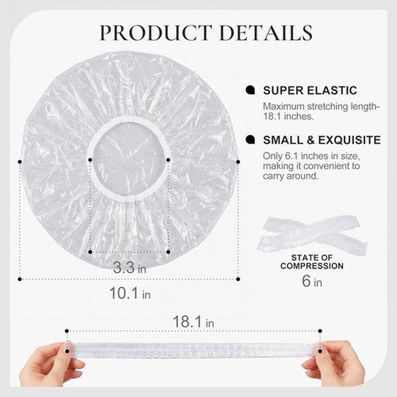 Skiennix 120 PCS Disposable Shower Caps - Large Waterproof Hair Bonnets for Men & Women | Ideal for Spa, Travel & Treatments (18.1")