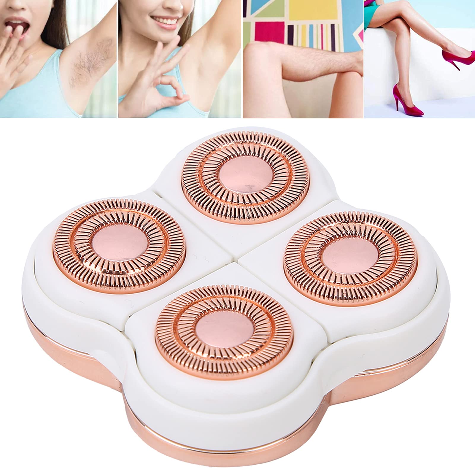 Hair Remover Replacement Head, Rose Gold Plated Replacement Head Convenient Installation Electric Hair Remover Head 360‑degree Floating Blade for Home Use