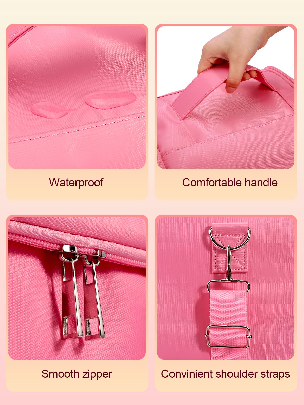 Deciniee Large Pink Makeup Nail Polish Organizer Bag, 4 Tier Professional Makeup Case, Waterproof Nylon, Travel/On-the-go Makeup Storage