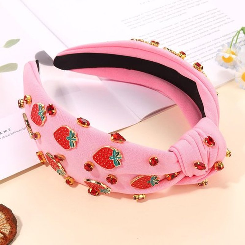 CEALXHENY Strawberry Headband for Women, Fruit A-Pink, Hair Accessory for Summer, Beach Vacation, Wedding, Party, One Size, 1 Count