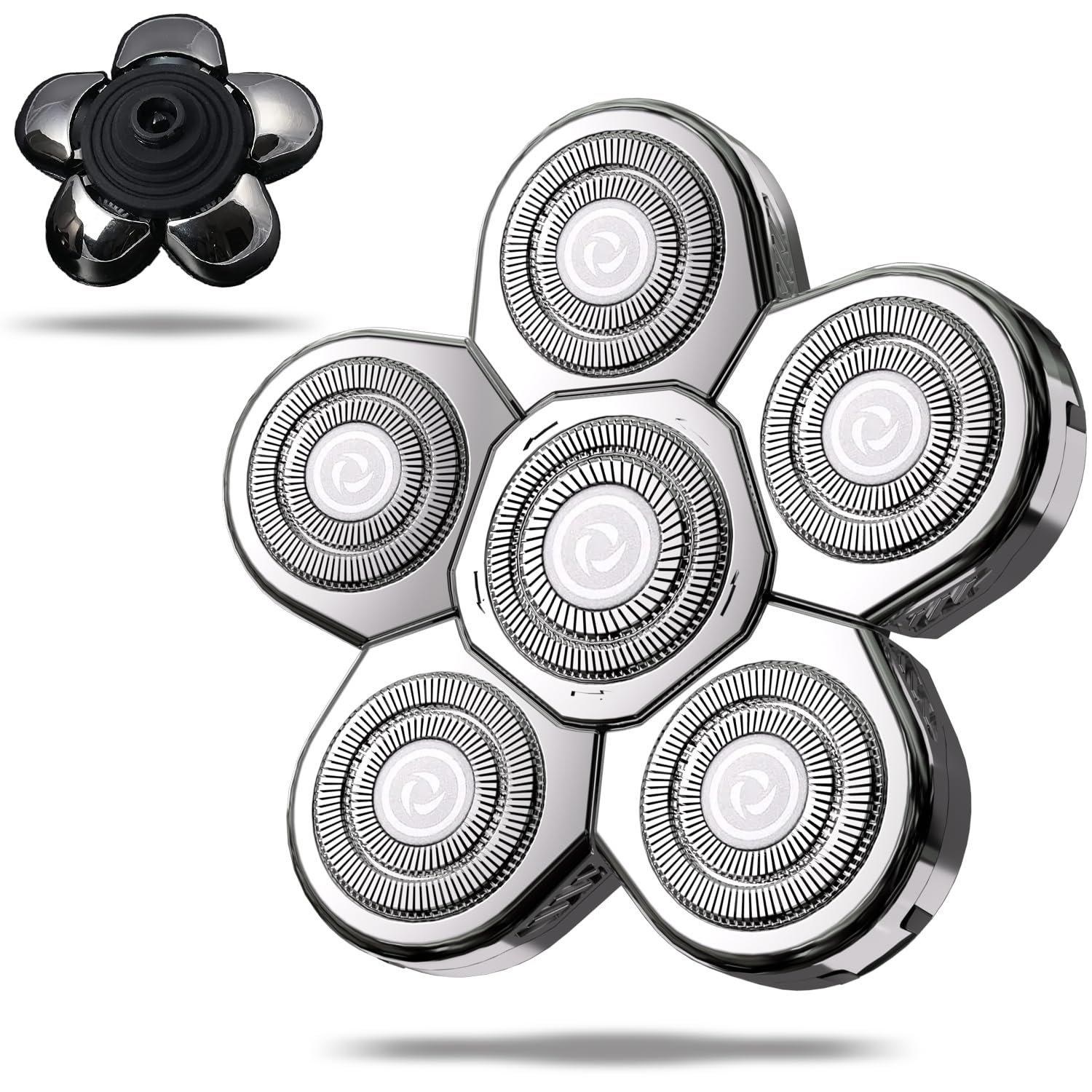 UPTARD Head Shaver Replacement Heads, Replacement Blades for Bald Men, Stainless Steel 7D Rotary Blades for Electric Head Razor, Silver