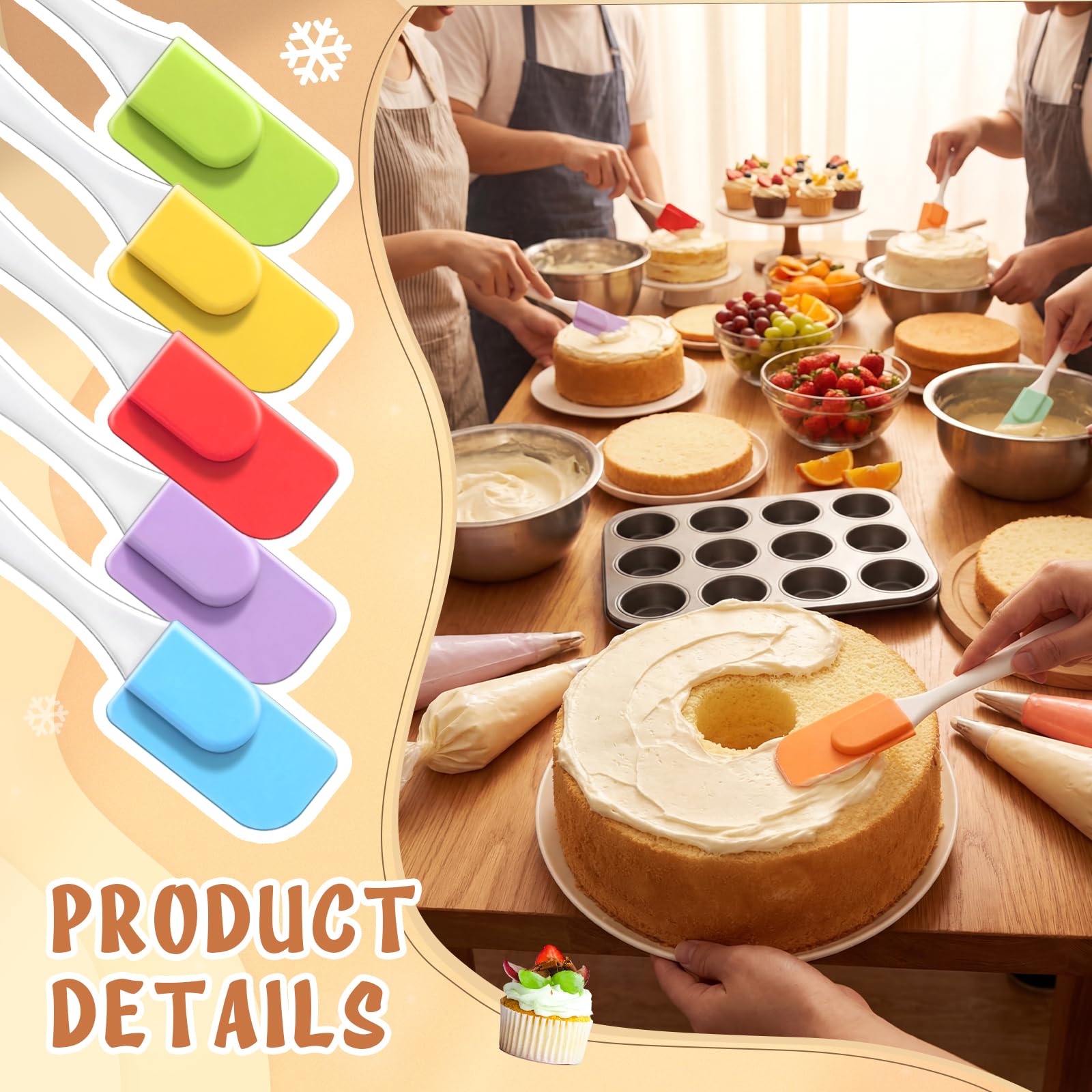 50 Pcs Mini Silicone Spatulas Bulk, 7 Inch Small Rubber Spatulas Heat Resistant Flexible Scrapers Multicolor Kitchen Cooking Utensils for Baking, Mixing & Scraping Nonstick Design, 10 Colors