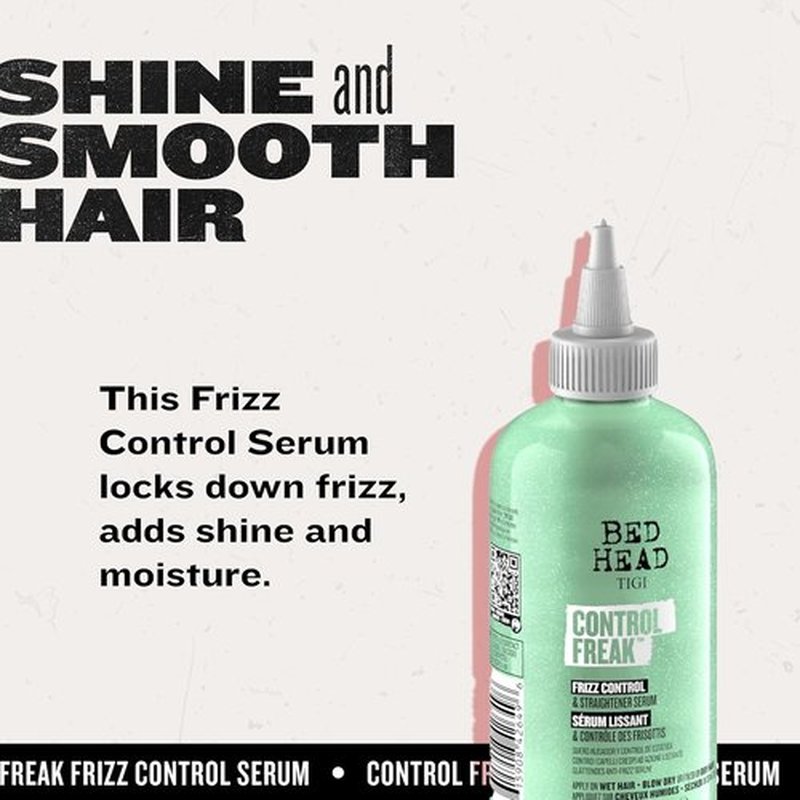 TIGI Bed Head Control Freak Frizz Control & Straightener Serum - Soft, Frizz-Free Hair, 8.62 Oz Each
