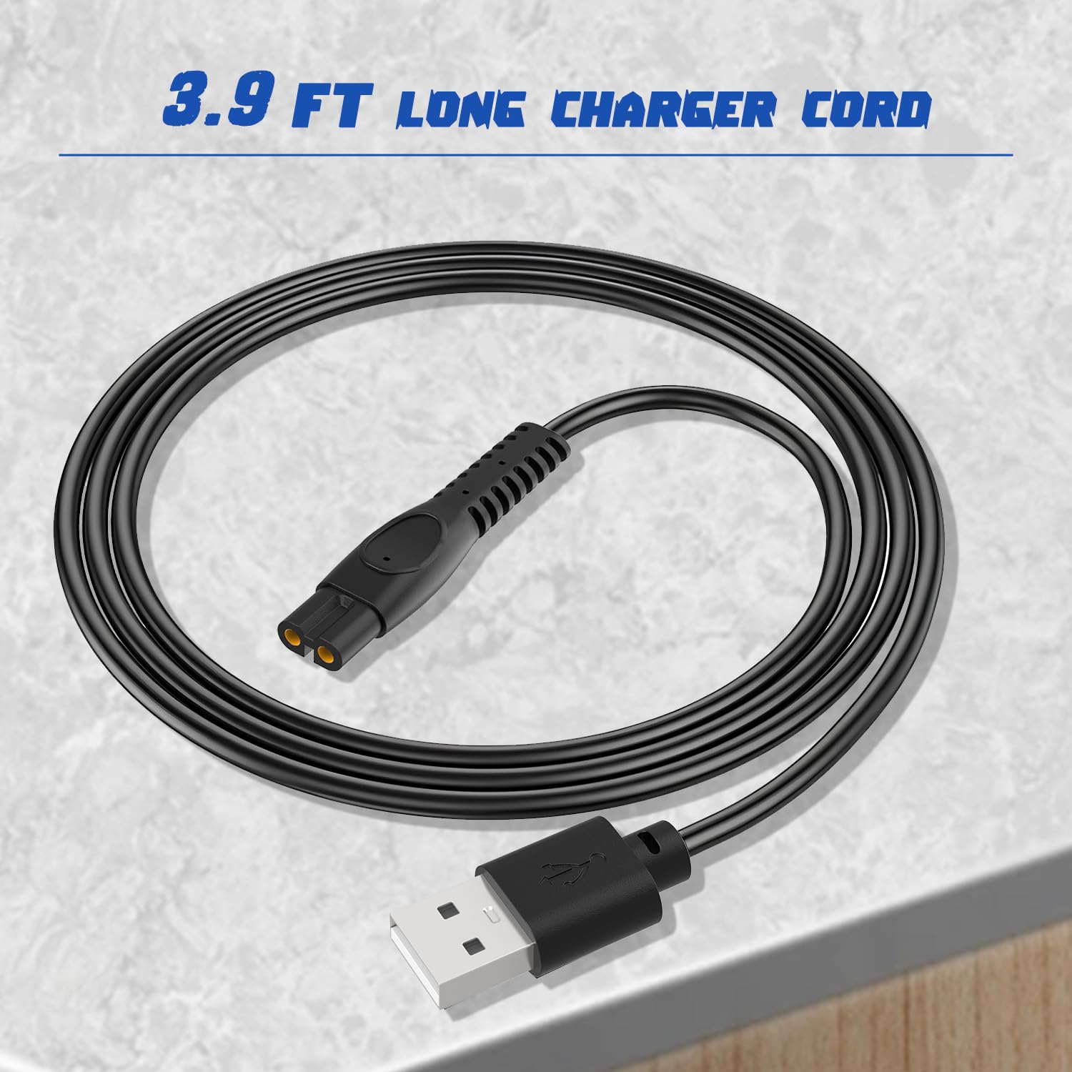 5V USB Charging Cable Compatible with Philips One Blade QP2724 Charger Cord for Phillips Norelco Oneblade 360, QP1924, QP2834, MG5910, Shaver 3600, 3900, 2 Packs Beard Trimmer Power Cord for Travel