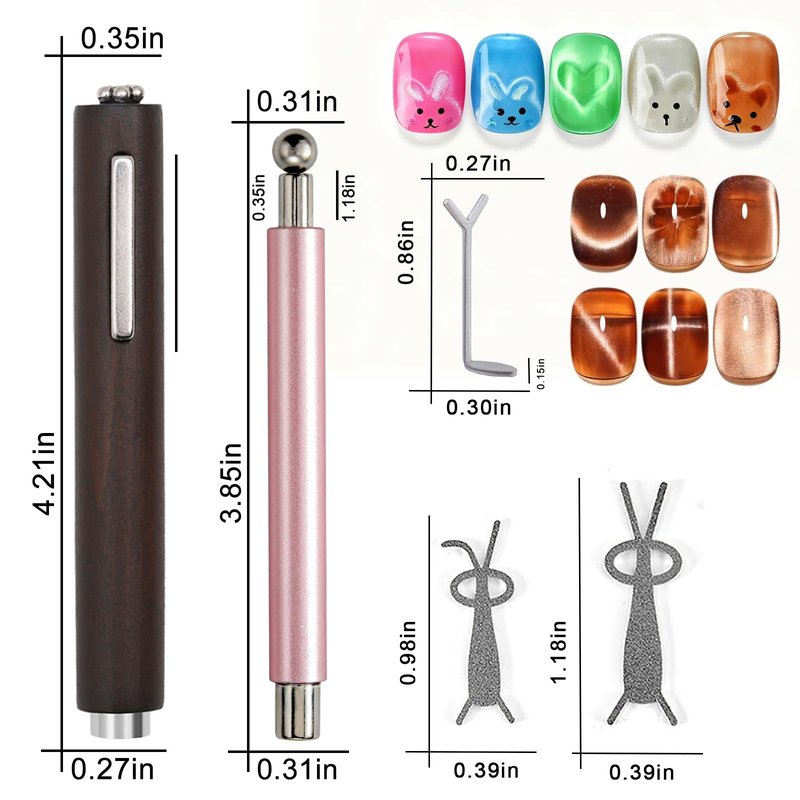 YECIRALA 2 Pcs Cat Eye Magnets For Nails With Bunny And Y-Shape Steel Molds For Cat Eye Gel Polish Nails Art, Multi-Functional Nail Magnets For Nails Heart And Rabbits Cateye Magnets For Nails