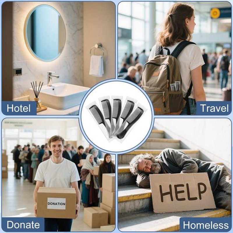 Combs Bulk, Combs Individually Wrapped, Simple And Stylish, Suitable For Hotels, Shelters, Homeless People, Nursing Homes, Charities, Black (30-PACK)
