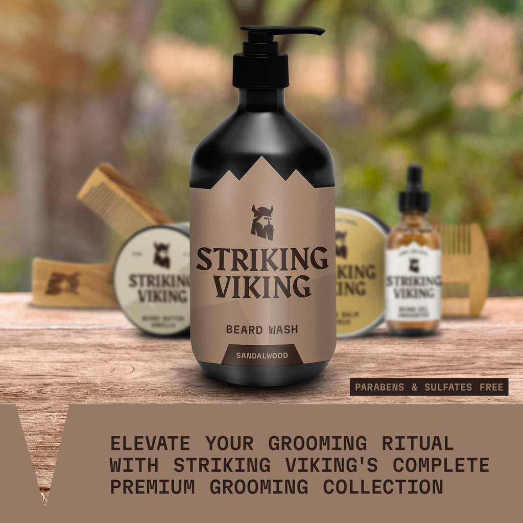 Striking Viking Beard Balm Sandalwood (1oz) & Beard Wash Sandalwood (17oz)