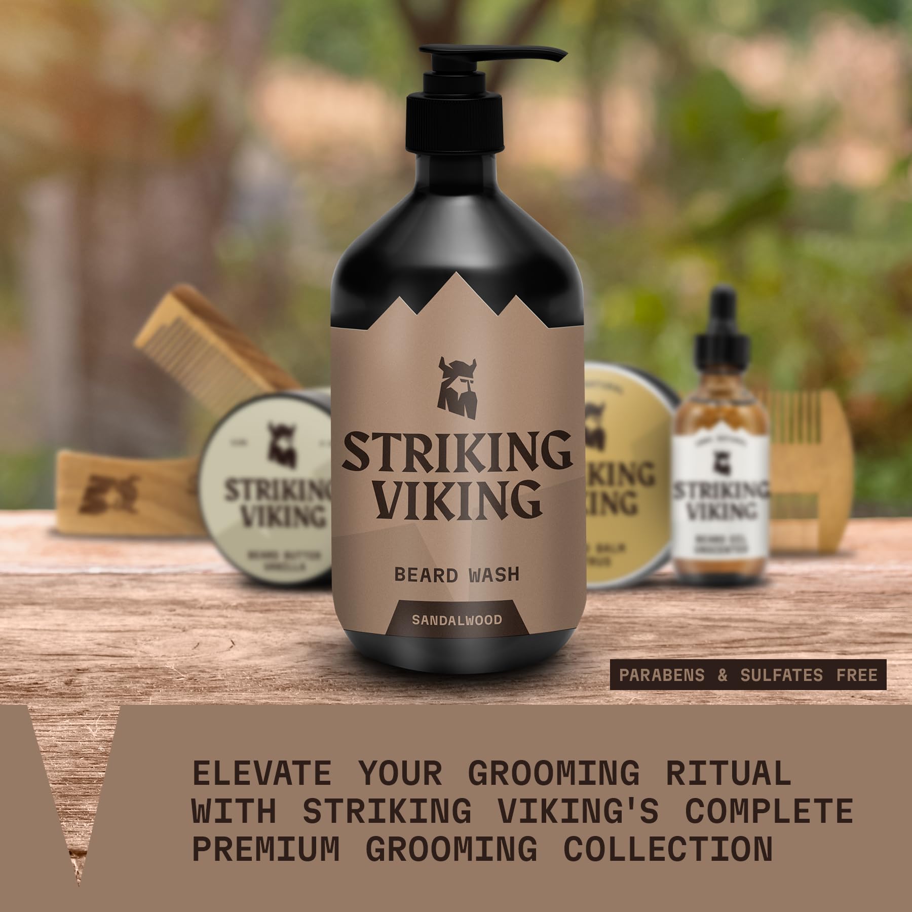 Striking Viking Beard Balm Sandalwood (1oz) & Beard Wash Sandalwood (17oz)