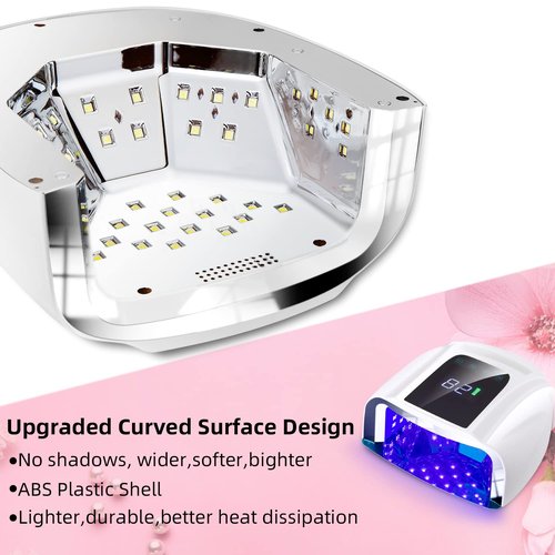 SUNYDOO 96W Rechargeable UV LED Nail lamp,Cordless Nail Dryer with Removable Stainless Steel Bottom,Professional Curing Lamp for Fingernail and Toenail, Auto Sensor & Quick Dry Nail Machine (White)
