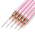 Nail Art Brushes, 5PC Nail Liner Brush Set, UV Gel Polish Painting Art Design Pen for Long Lines, Thin Details, Fine Drawing Sizes 4/8/12/20/25mm(Pink)
