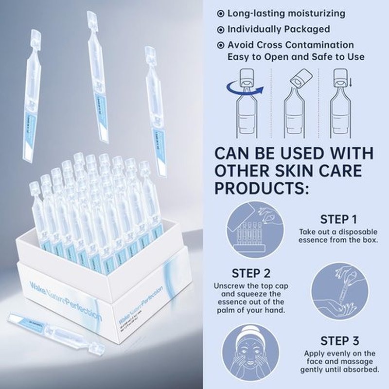 3% Hyaluronic Acid Serum Ultra-Hydrating Vials, 30pcs Hyaluronic Acid Tubes, Wake Nature Perfection, Hyaluronic Serum for Face, Ultra Hydrating Essence with Collagen & Hyaluronic