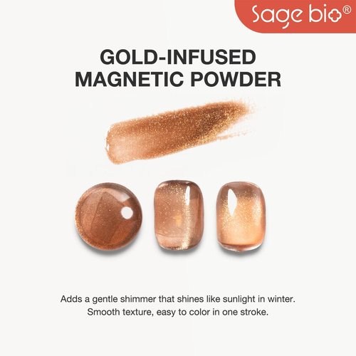 SAGEBIO Autumn Maple Collection 15ml Cat Eye Gel Nail Polish – Gold Magnetic Powder, Professional Home Manicure Kit with Magnet Stick, Long-Lasting Shine, C067