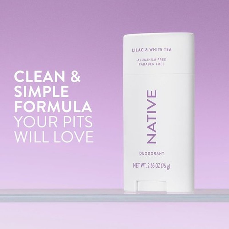Native Deodorant - Aluminum-Free Odor Control for Men & Women | Lilac & White Tea, 2.65oz