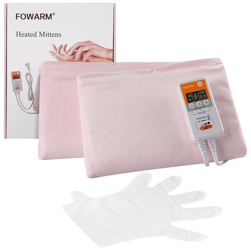 FOWARM Electric Hand Warmer, Heated Beauty Mitts, 3-Temp Levels & Timer, Digital Display, 7x10 Heated Glove for Arthritis Hand Deep Moisturizing, Heating Pad for Hands, Spa & Home Use
