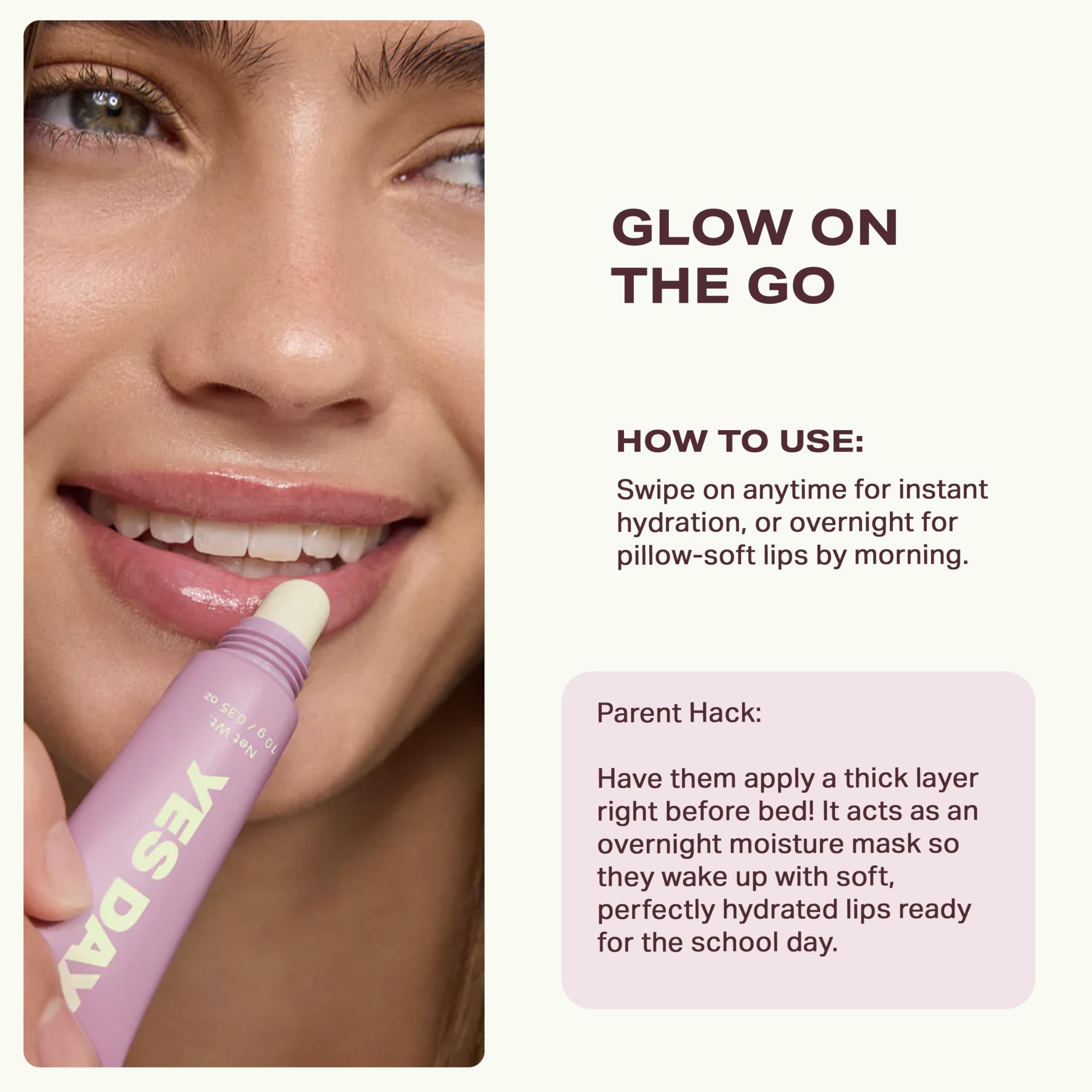YES DAY Lip Sweetie Hydrating Lip Mask for Teens (Vanilla Glaze) – Day or Overnight Lip Mask for Teens & Ages 10 Up, with Pomegranate & Vitamin E (10g)