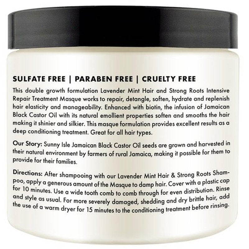 Sunny Isle Lavender Mint Hair & Strong Roots Intensive Repair Masque - Biotin, Jamaican Black Castor Oil - 16 oz