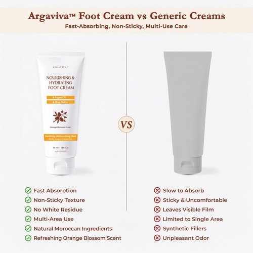 Argaviva Foot Cream for Dry Cracked Heels and Feet Moisturizer with Argan Oil, Shea Butter & Vitamin E – Hydrating Foot Lotion for Dry Cracked Feet for Women – Smooth, Fast-Absorbing, Non-Sticky Care
