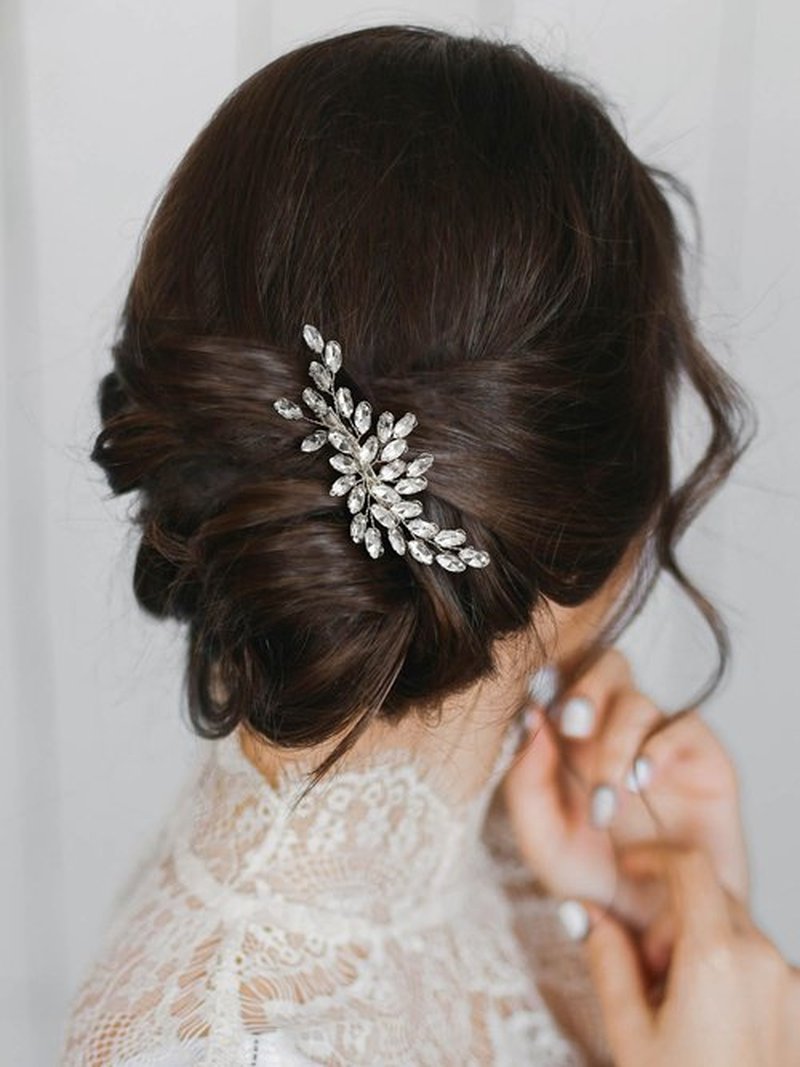 SWEETV Rhinestone Bride Wedding Hair clip Silver Crystal Bridal Hair comb Sparkly Hair Piece Gem Hair Accessories for Women/Girls & Brides/Bridesmaids