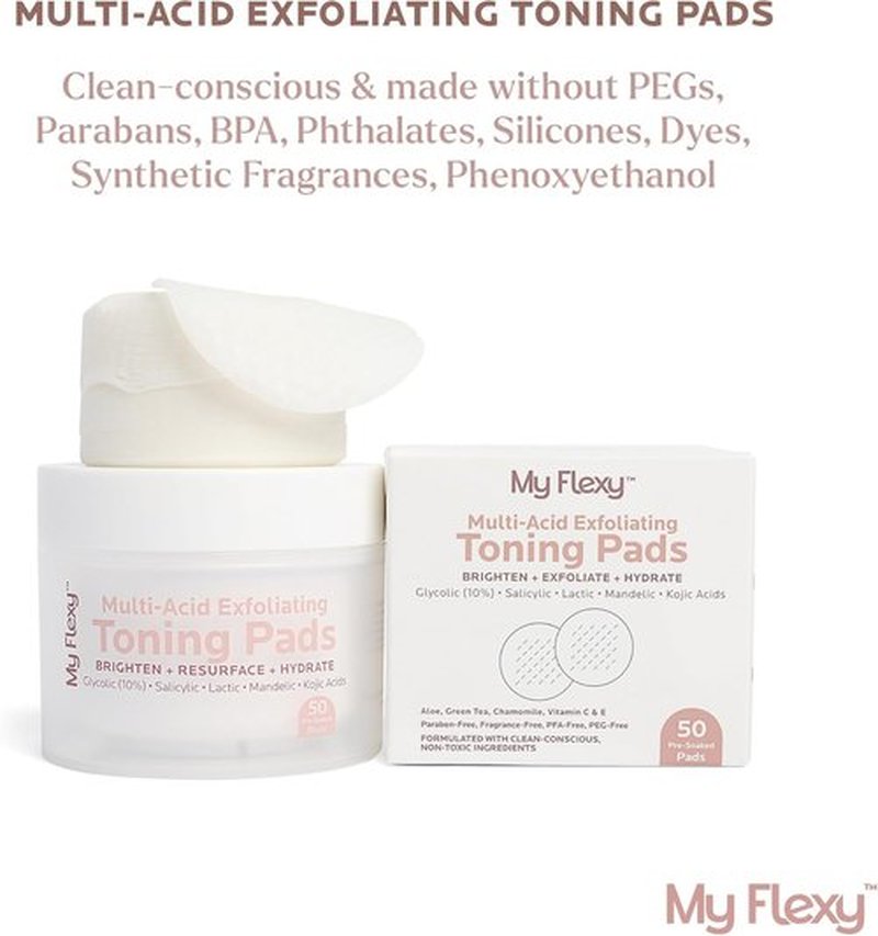 Regine Switzerland Toning & Exfoliating Face Pads - Clear Pores & Brighten Skin - 50 Count