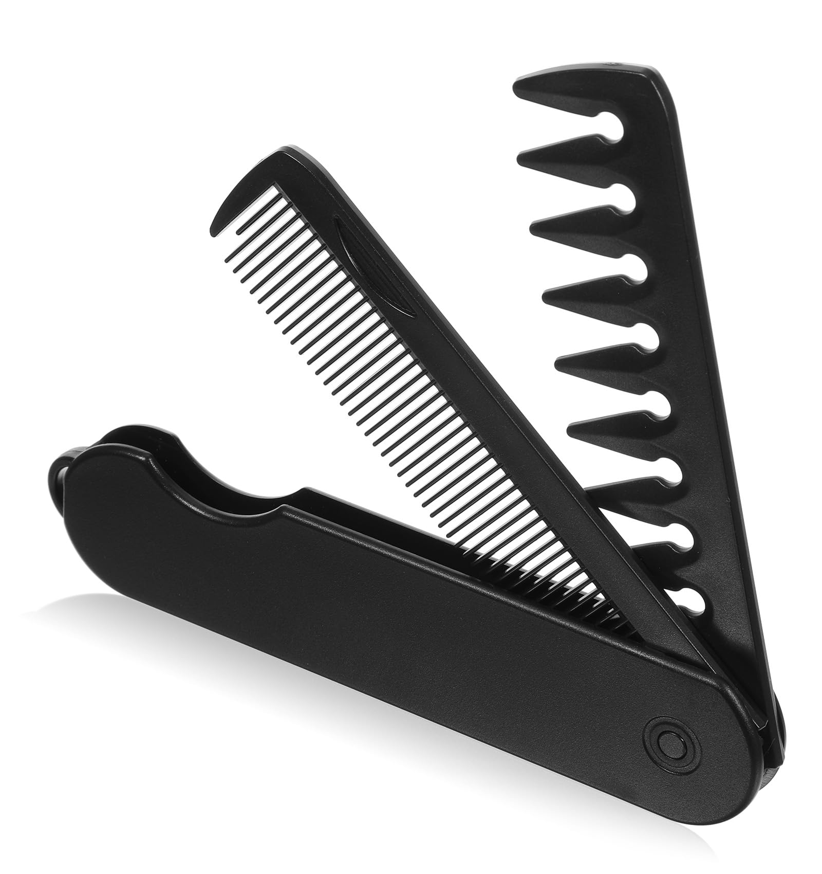 Folding Hair Comb, 2 in 1 Folding Travel Comb Mens Texture Foldable Pocket Combs Fine & Wide Tooth for Hair Moustache Beard, Foldable Pocket Combs for Men Everyday Grooming, Travel Size