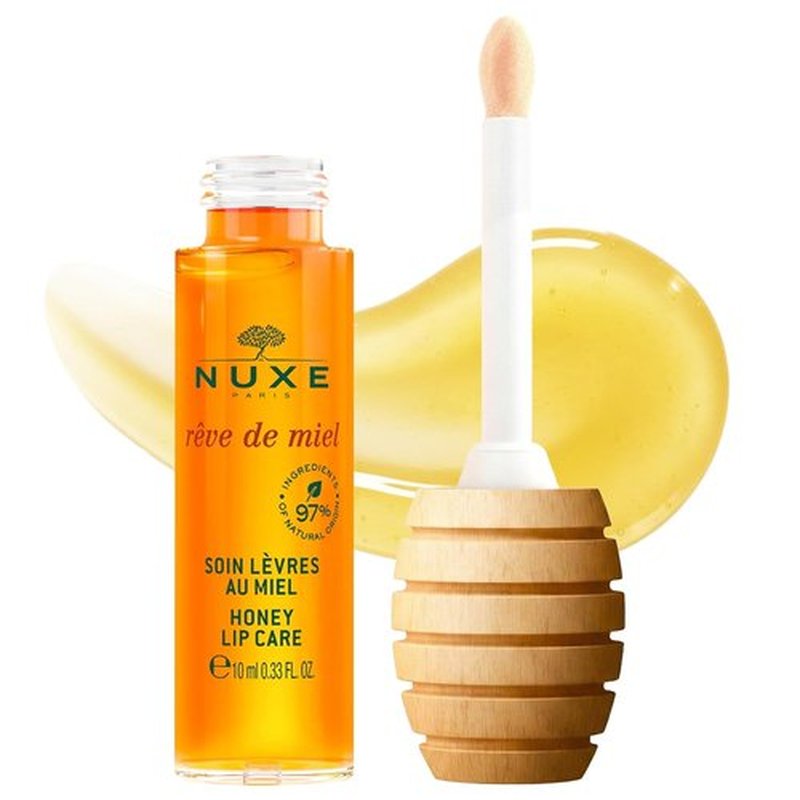 NUXE Rêve de Miel Honey Lip Gloss - Moisturizing & Shiny Finish with Vitamin E & Lavender | 0.33 Fl Oz