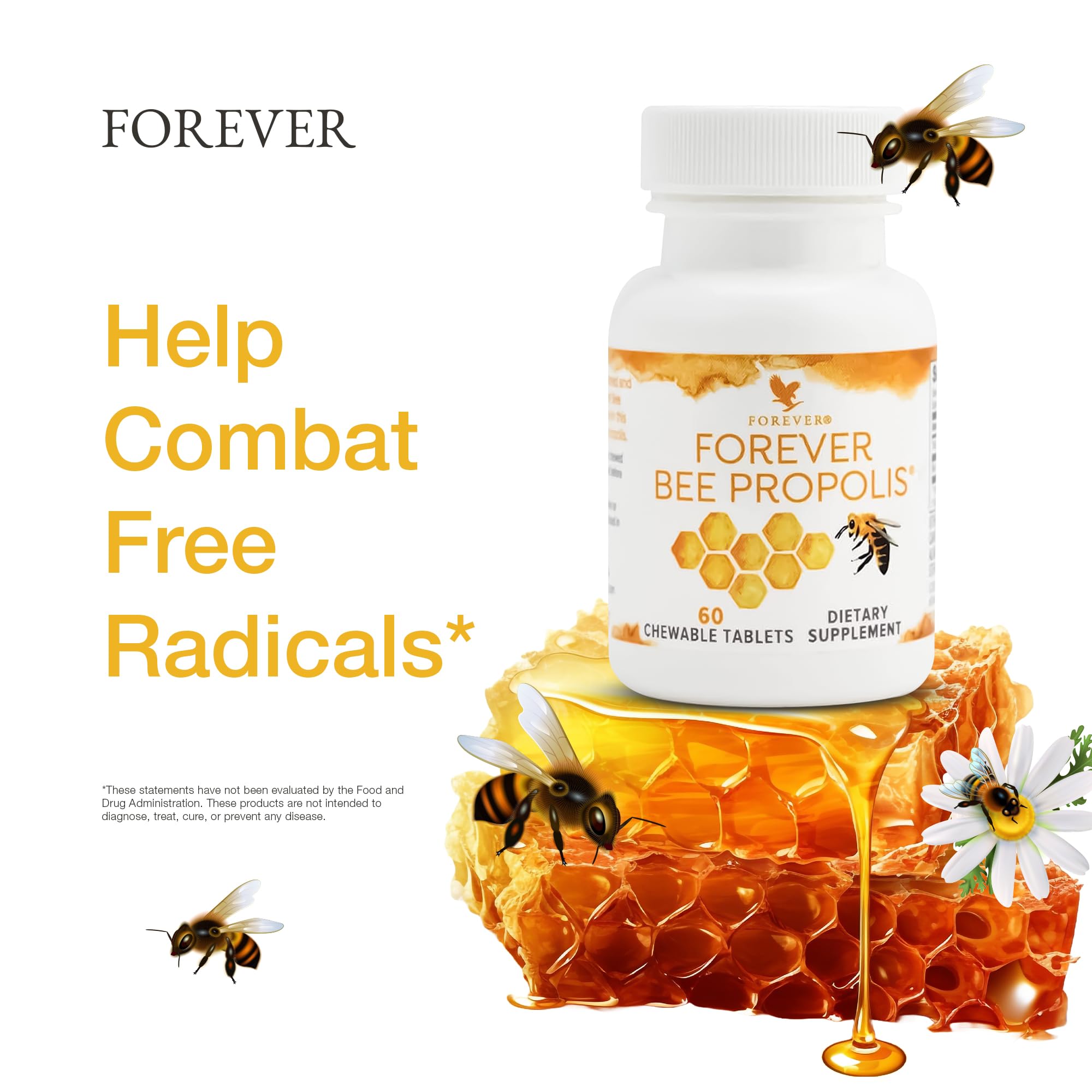 Forever Living - Bee Propolis Chewable Tablets - Immune Support with Bee Propolis and Flavonoids - 60 Tablets