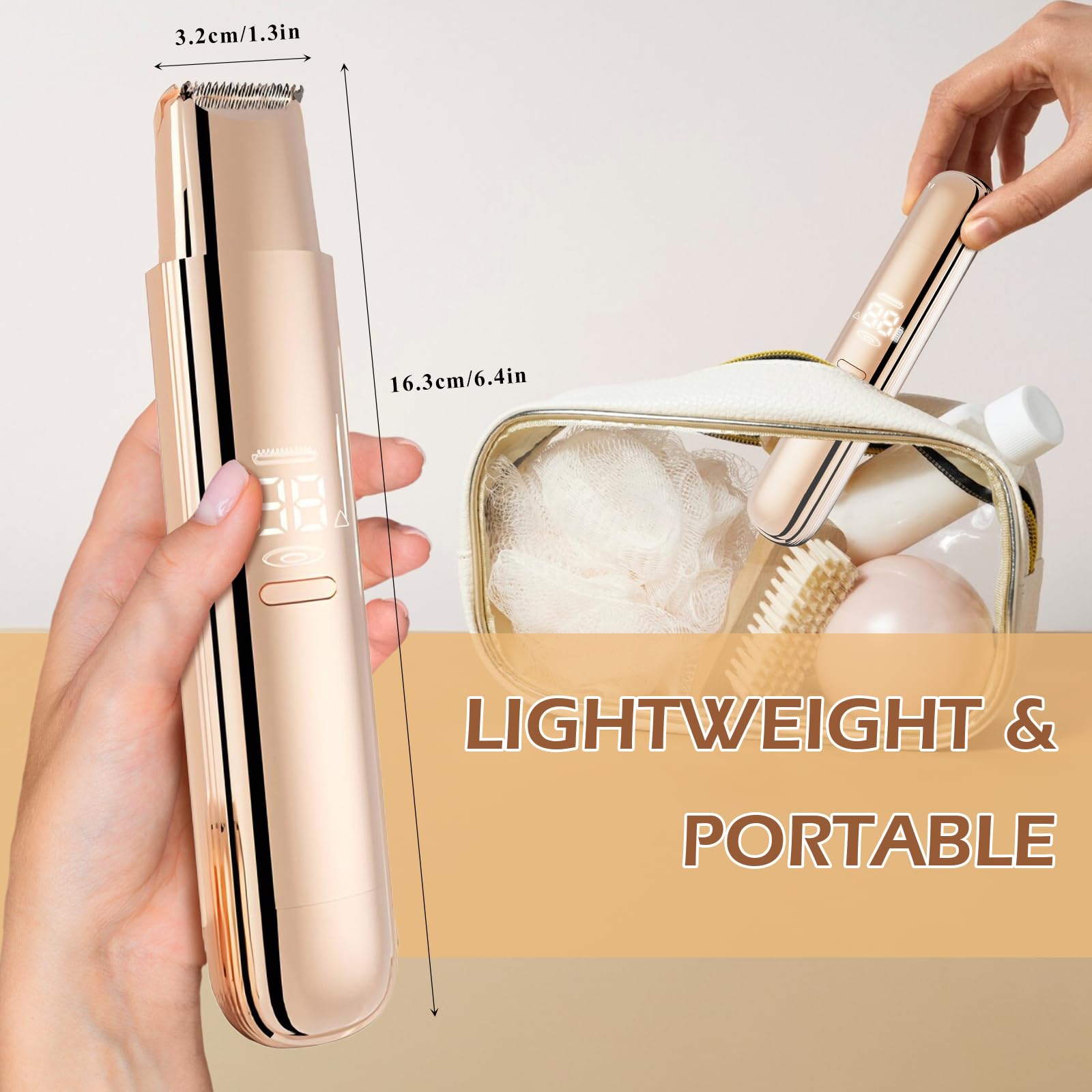 Bikini Trimmer for Women, 2 in 1 Dual-Head Electric Shaver for Women Pubic Hair, Waterproof Wet/Dry Use Body Hair Trimmer and Face Razors