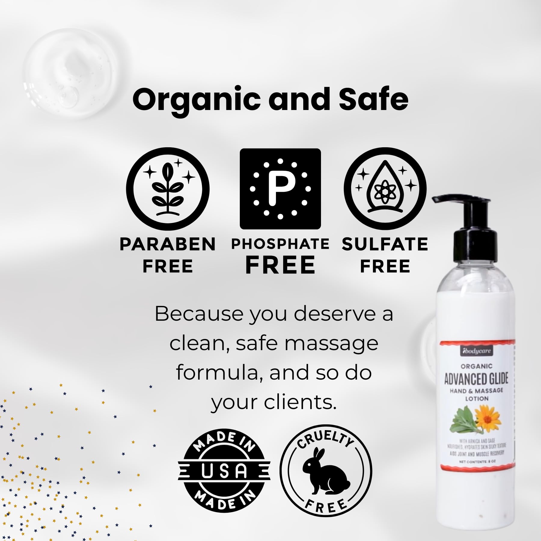 ibodycare Advanced Glide Massage Lotion with Arnica and Sage Professional Massage Cream for Muscle Relief Hydrating Hand and Body Lotion 8 oz (8 Oz)