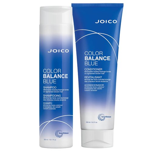 Joico Color Balance Blue Shampoo & Conditioner - Eliminate Brassy Tones | Boost Color Vibrancy | UV Protection with Rosehip Oil & Green Tea Extract