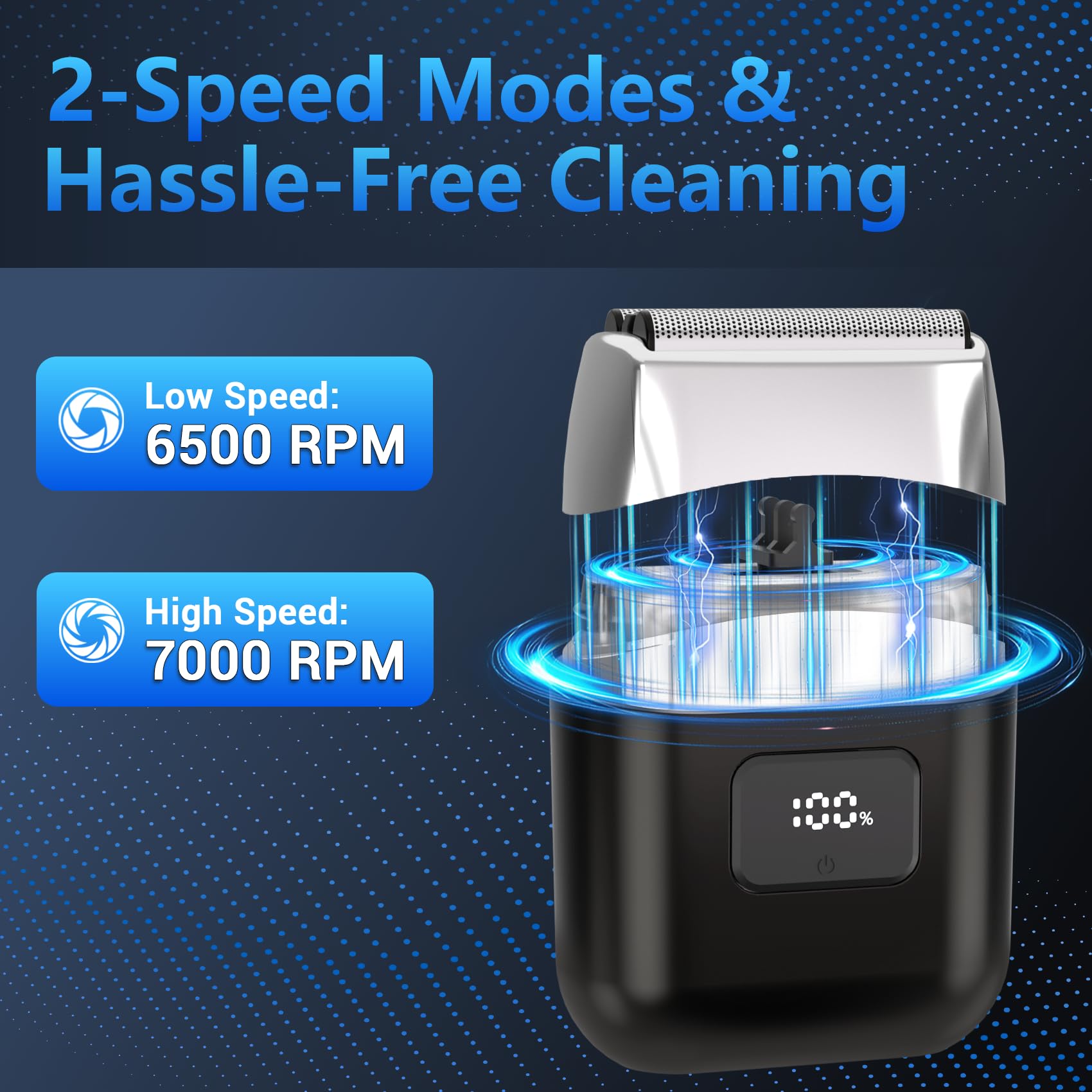 YOXSPD Electric Foil Shavers for Men: Mini Electric Razor with 3 Floating Blades, LED Display, Dual Speed - IPX7 Waterproof Wet/Dry Cordless Razor, USB Fast Charging, Travel Lock (Black)