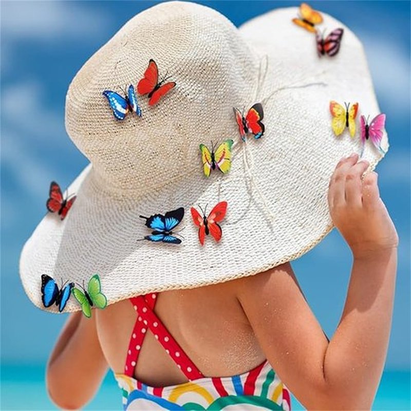 Skiennix 3D Colorful Butterfly Wall Stickers - Removable DIY Art Decor for Parties & Rooms | 50PCS Mixed Colors