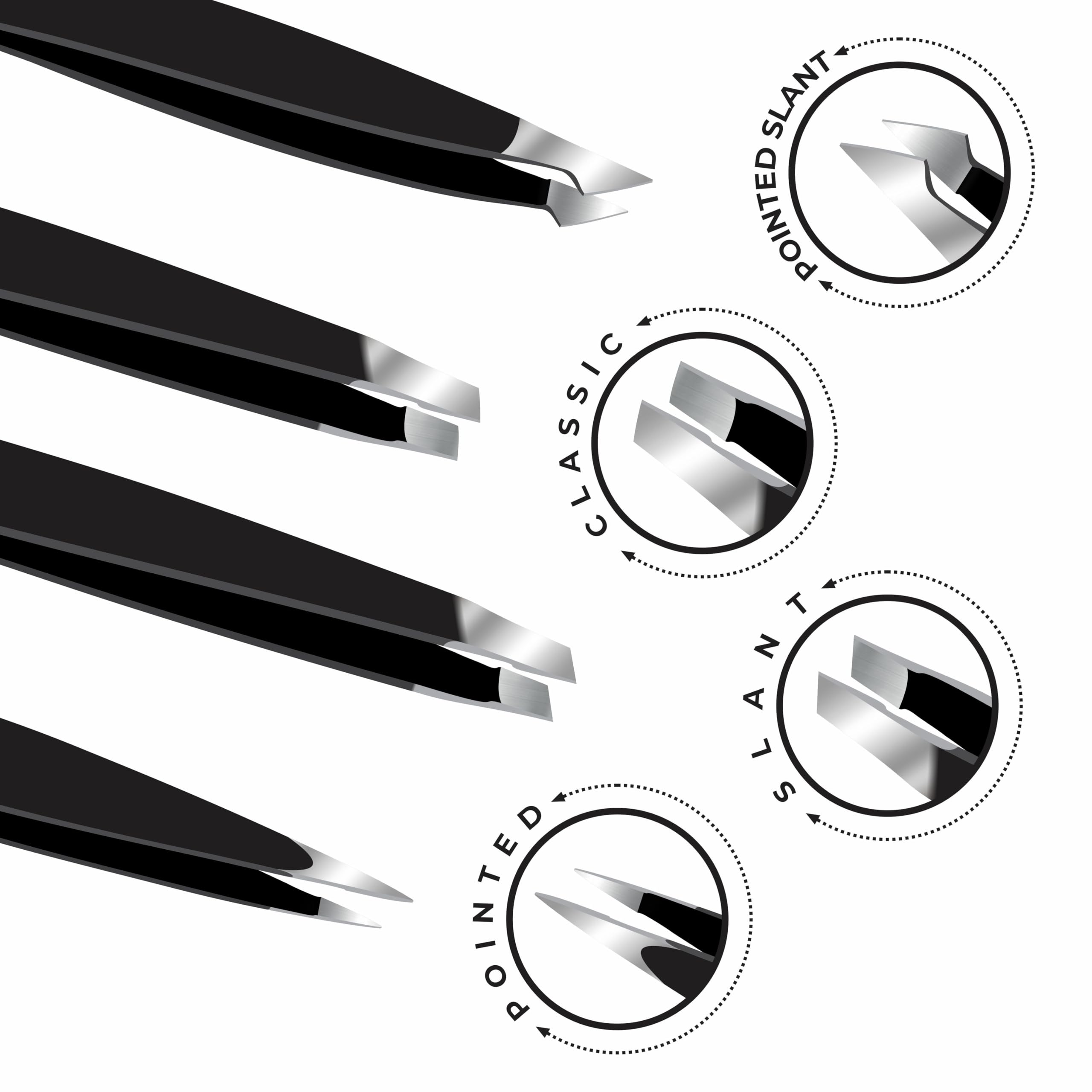 Professional Eyebrow Tweezers Set of 4 – Stainless Steel Precision Tweezers Kit for Facial Hair Removal, Ingrown Hair, Splinter & Eyebrow Shaping for Women & Men