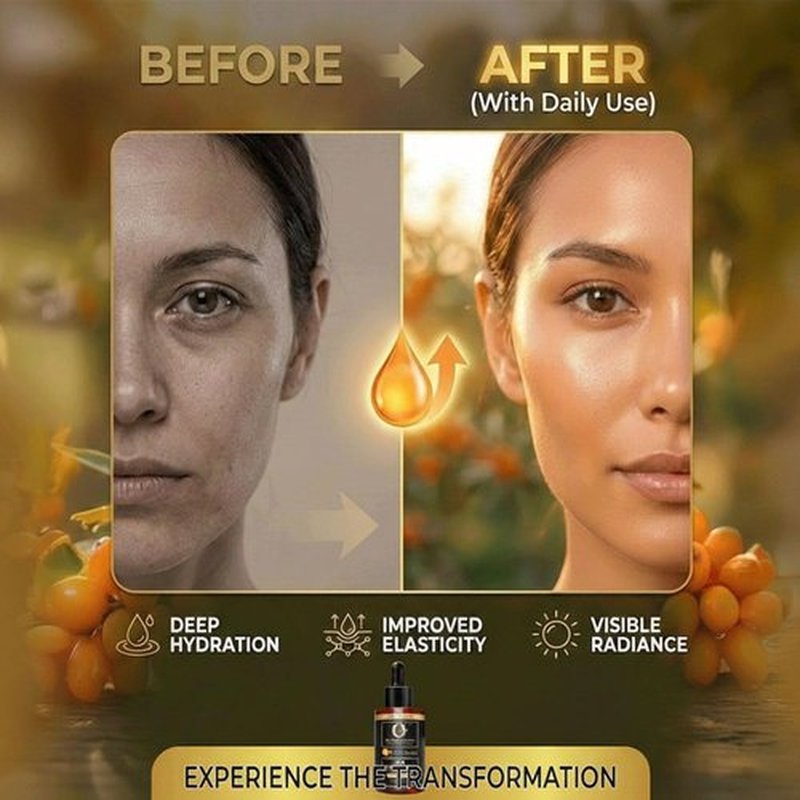 Organic Sea Buckthorn Oil Cold Pressed - 100% Pure Seabuckthorn Oil for Face, Skin & Hair | Anti-Aging, Acne & Dry Skin Care