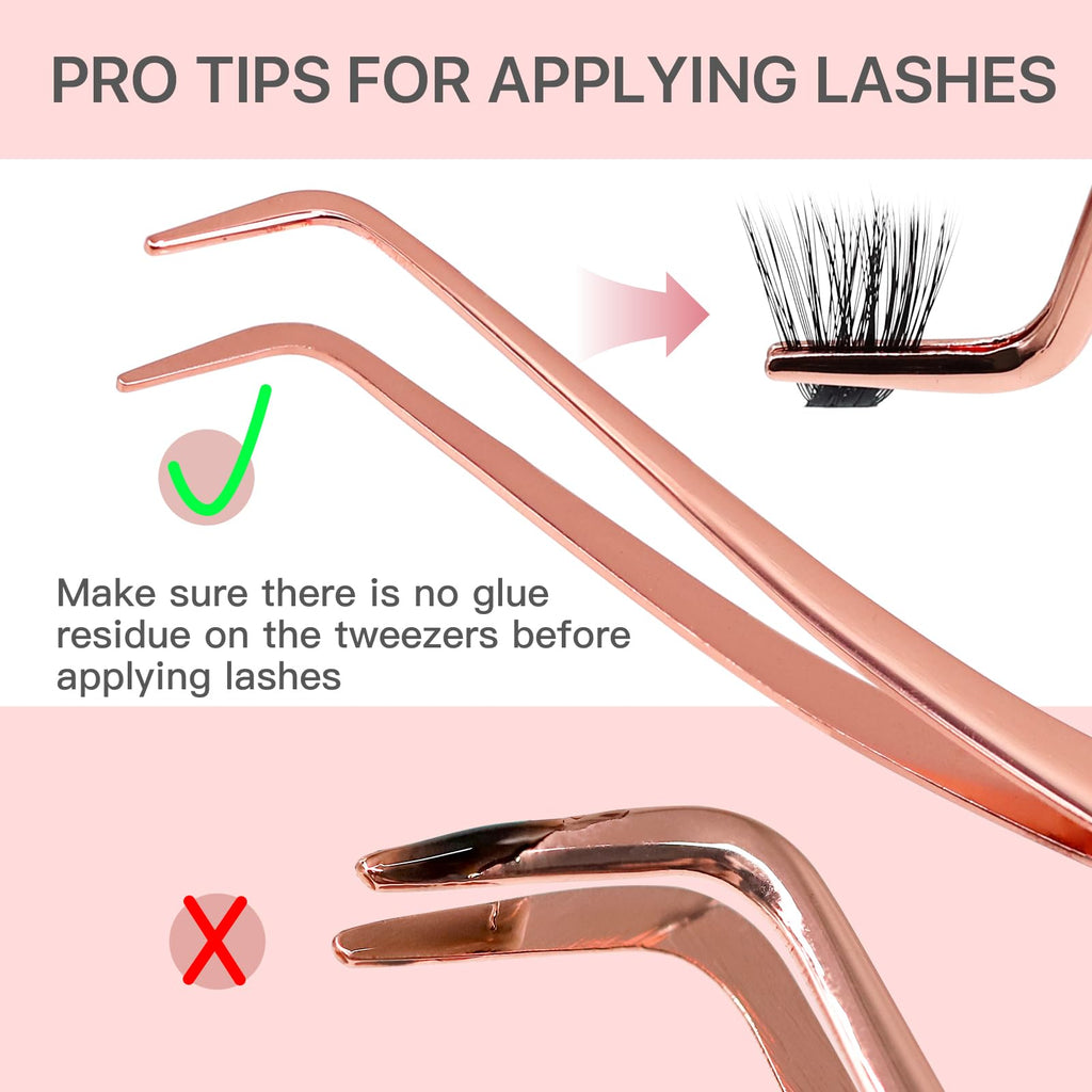 Vznffur Lash Applicator Tool with Comb, Curved Eyelash Tweezers for Precision Placement and Application, Stainless Steel Lash Tool for DIY Eyelash Extensions, Individual Clusters