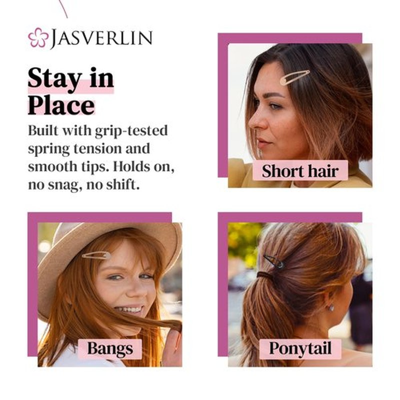 JASVERLIN 140pcs Snap Hair Barrettes for Women Thin Hair Set, 80pcs Metal Snap Hair Clips Non Slip, 60pcs Elastics Hair Band with clips, Girls Bangs Styling Accessories Set (Brown Tones)