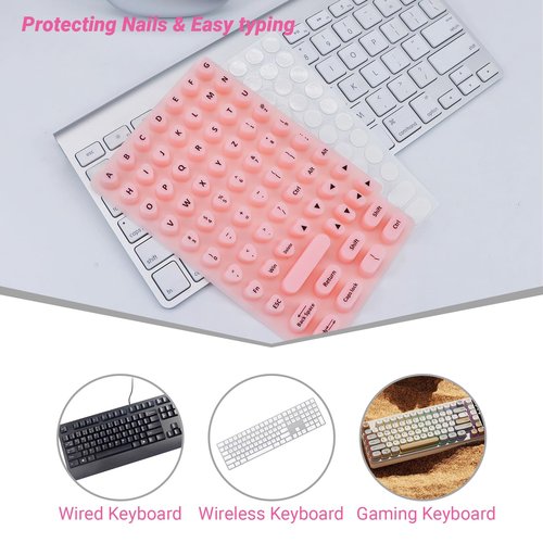 Skin Care Tools, Raised Keyboard Stickers for Long Nails with Letters,Heart-Shaped Reusable Adhesive Protective Type Long Nail Keyboard Stickers for Typing, Gaming & Nail Art (70 Pcs)