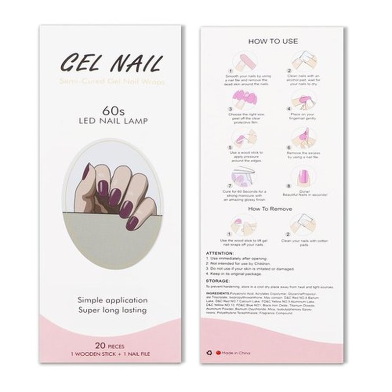 JMEOWIO Gel Nail Stickers Purple Red Semi Cured Gel Nail Strips Wraps UV/LED Nails Art Design Decoration Accessories