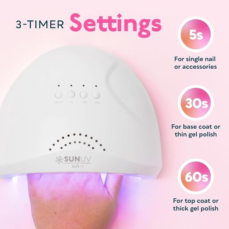 SUNUV UV LED Nail Lamp - Professional Gel Nail Dryer with 3 Timers | Stylish White Design
