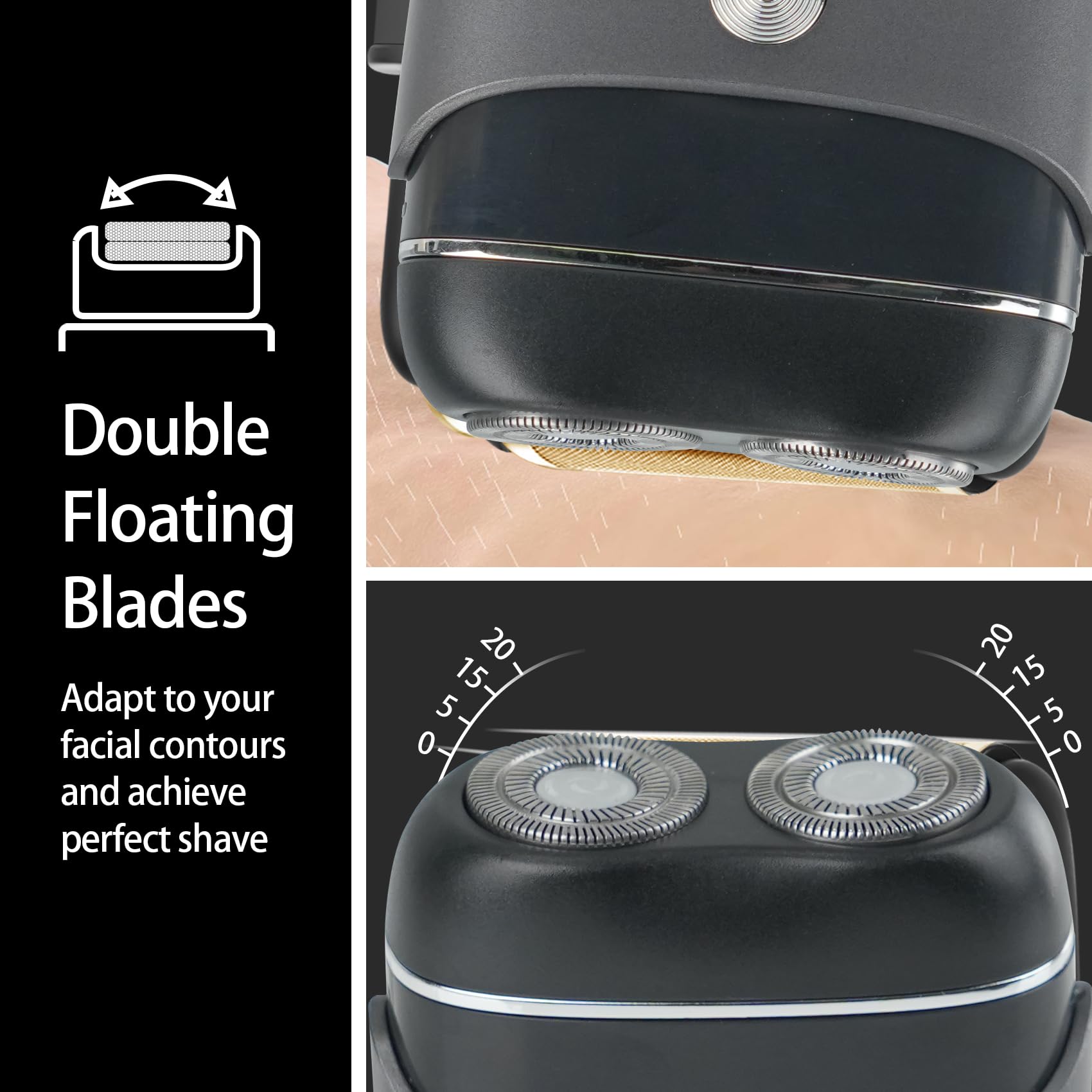 Electric Shaver for Men, Portable Electric Foil Razor, 3-Speed Foil with Double Floating Blades, IPX7 Waterproof Wet and Dry Shavers, 90 Min Runtime, Travel Lock